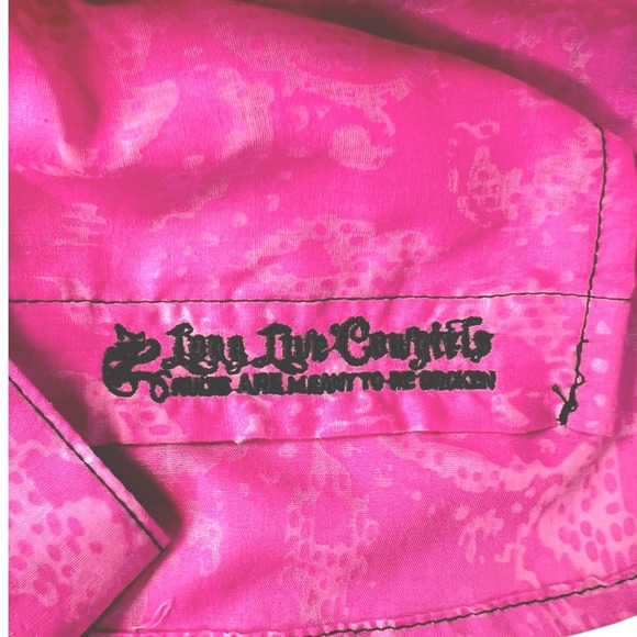 Wrangler Rock 47 Women's Western Cowgirl Shirt Bright Pink Button Down‎ Rodeo XL - Picture 7 of 8